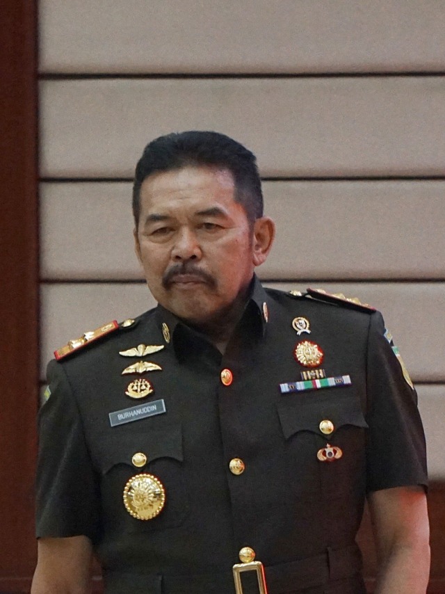 Jaksa Agung ST Burhanuddin dalam acara lepas sambut jaksa agung di Badan Diklat Kejaksaan Agung, Jakarta, Senin (28/10). Foto: Fanny Kusumawardhani/kumparan 