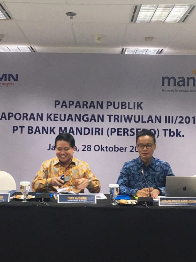 Paparan kinerja kuartal III Bank Mandiri. Foto: Nicha Muslimawati/kumparan 