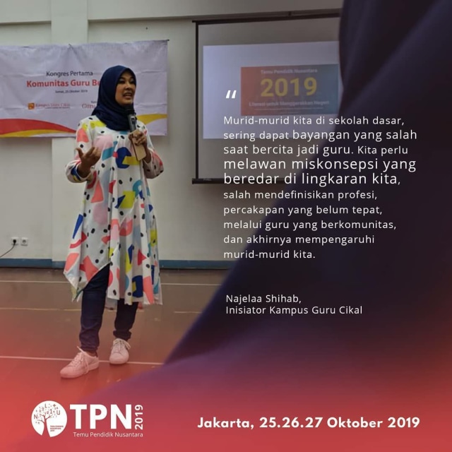 Najelaa Shihab, Inisiator Kampus Guru Cikal di Kongres  Komunitas Guru Belajar pada 25 Oktober 2019, Sekolah Cikal Serpong