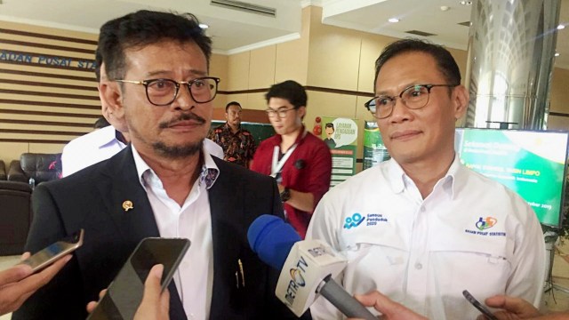 Menteri Pertanian, Syahrul Yasin Limpo (kiri) dan Kepala BPS, Suhariyanto mengadakan pertemuan di Kantor BPS, Jakarta, Selasa (29/10). Foto: Nurul Nur Azizah/kumparan