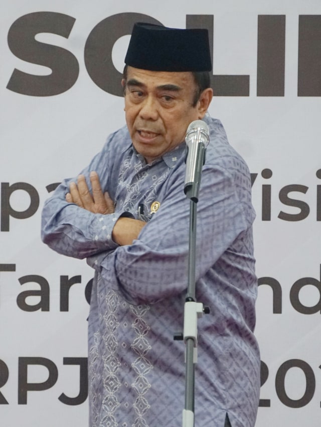 Menteri Agama Fachrul Razi di acara Konsolidasi perencanaan pencapaian dan misi Presiden serta sasaran dan target indikator bidang PMK dalam RPJM 2020-2024. Foto: Irfan Adi Saputra/kumparan