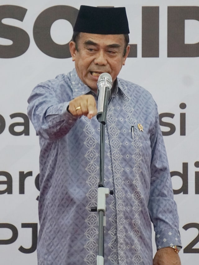 Menteri Agama Fachrul Razi di acara Konsolidasi perencanaan pencapaian dan misi Presiden serta sasaran dan target indikator bidang PMK dalam RPJM 2020-2024. Foto: Irfan Adi Saputra/kumparan