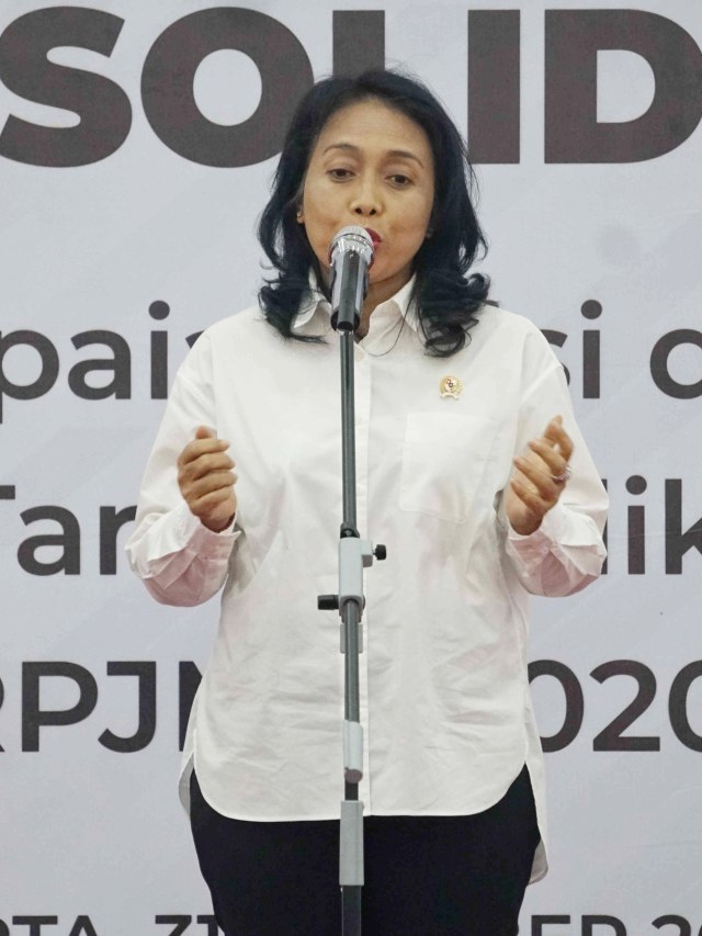 Menteri Pemberdayaan Perempuan dan Perlindungan Anak (PPPA) I Gusti Ayu Bintang Darmawati di acara Konsolidasi perencanaan pencapaian dan misi presiden serta sasaran dan target indikator bidang PMK dalam RPJM 2020-2024. Foto: Irfan Adi Saputra/kumparan
