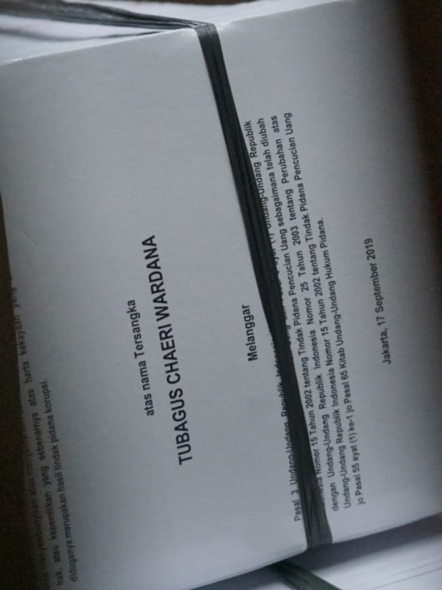 Berkas sidang dakwaan Tubagus Chaeri Wardana alias Wawan di Pengadilan Tipikor, Jakarta. Foto: Helmi Afandi Abdullah/kumparan