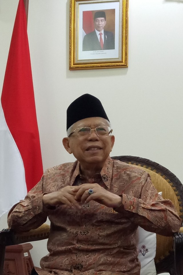 Wakil Presiden Ma'ruf Amin di Kantor Wapres. Foto: Nadia Riso/kumparan