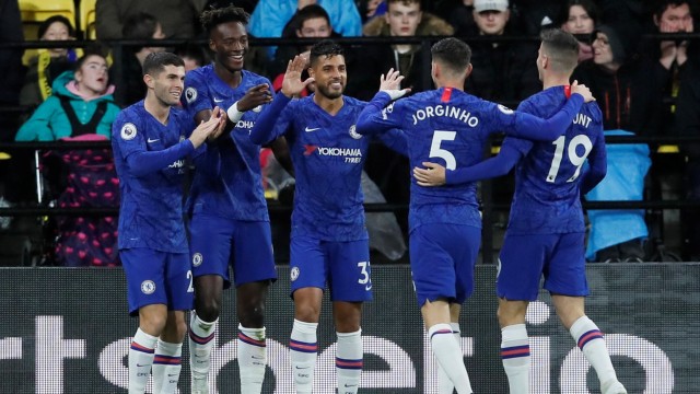 Selebrasi pemain-pemain Chelsea. Foto: REUTERS/David Klein