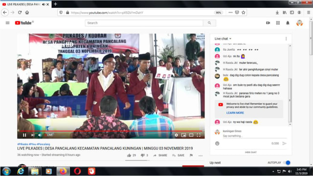 Sebanyak 203 desa di Kabupaten Kuningan, Jawa Barat mengikuti pemilihan kepala desa (Pilkades) serentak pada Minggu (3/11). Beberapa Pilkades yang melakukan perhitungan suara secara live real count hingga live di youtube.
