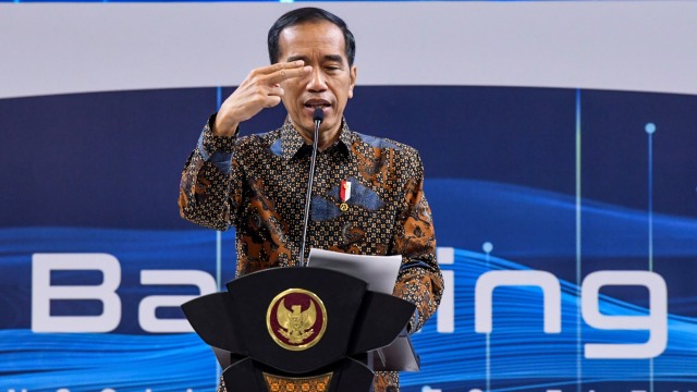 Presiden Joko Widodo memberikan sambutan saat membuka Indonesia Banking Expo 2019 di Jakarta, Rabu (6/11).  Foto: ANTARA FOTO/Galih Pradipta