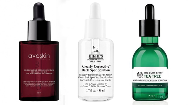 Rekomendasi 7 Serum yang ampuh menghilangkan bekas Jerawat. Foto: Dok. AVOSKIN, Kiehl’s, The Body Shop
