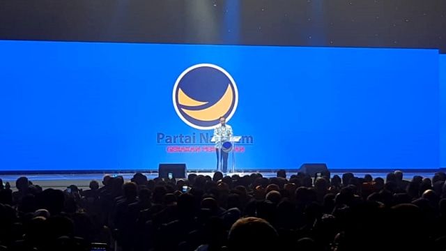 Gubernur DKI Jakarta Anies Baswedan memberikan pidato dan ucapan selamat datang kepada peserta Kongres II Partai NasDem, Jakarta, Jumat (8/11/2019). Foto: Ricad Saka/kumparan