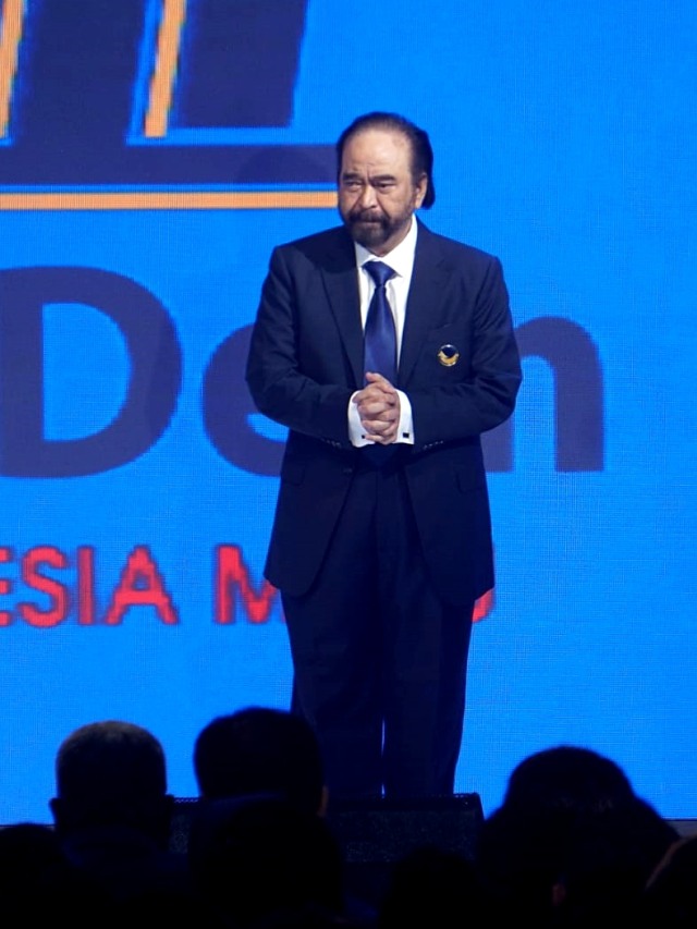 Ketua Umum Partai NasDem Surya Paloh memberikan pidato pada pembukaan Kongres II Partai NasDem, Jakarta, Jumat (8/11/2019).
 Foto: Fanny Kusumawardhani/kumparan