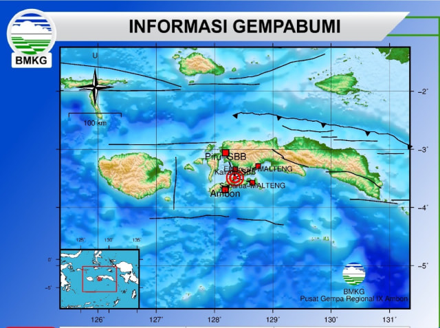 Titik gempa bumi (Sumber : BMKG Stasiun Ambon)