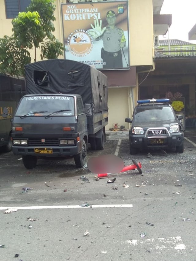 Lokasi bom bunuh diri di Polrestabes Medan.  Foto: Dok. Istimewa