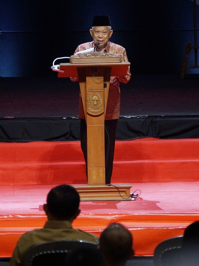 Wakil Presiden Ma'ruf Amin di Rakornas Indonesia Maju di Sentul, Jawa Barat, Rabu (13/11). Foto: Fanny Kusumawardhani/kumparan