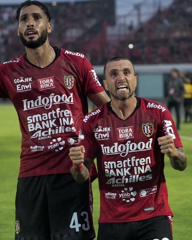 Ekspresi pemain Bali United selepas mencetak gol. Foto: Dok. LIB