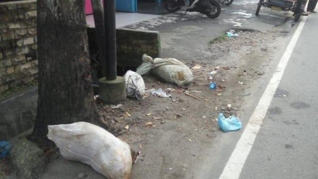 Bangkai babi yang dibuang di jalan Gedung Arca Medan.  Foto: ANTARA/HO