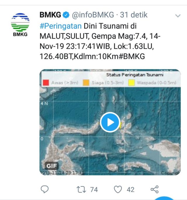 Gempa di maluku utara yang berpotensi tsunami