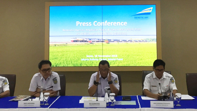 Konferensi Pers KAI Terkait Persiapan Natal dan Tahun Baru 2019/2020 di Kantor Pusat, Jakarta, Senin (18/11). Foto:  Abdul Latif/kumparan