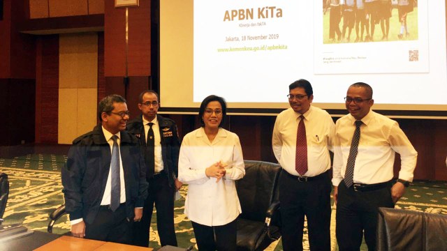 Menteri Keuangan, Sri Mulyani, saat konferensi pers kinerja APBN KiTa per Oktober 2019. Foto: Nicha Muslimawati