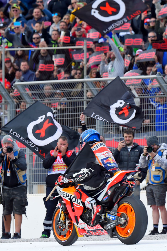Jorge Lorenzo di balapan terakhirnya. Foto: JOSE JORDAN / AFP