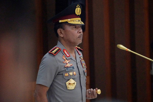Kapolri Idham Azis saat upacara kenaikan pangkat Perwira Tinggi Polri di Mabes Polri, Jakarta, Kamis (21/11). Foto: Fanny Kusumawardhani/kumparan