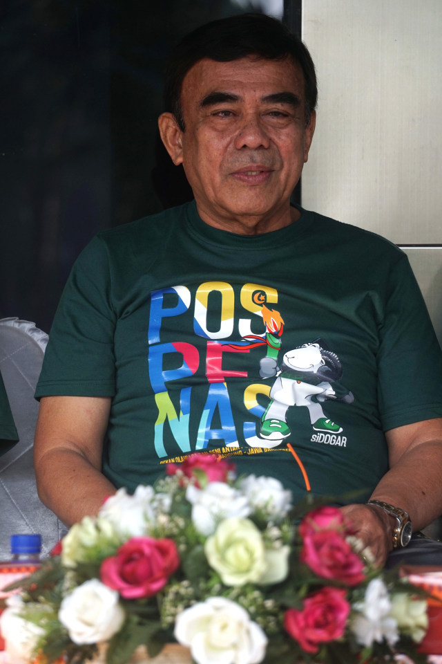 Menteri Agama Fachrul Razi (tengah) saat launching Pekan Olahraga dan Seni antar Pondok Pesantren Tingkat Nasional (Pospenas) di Kementerian Agama RI, Jakarta.  Foto: Irfan Adi Saputra/kumparan 