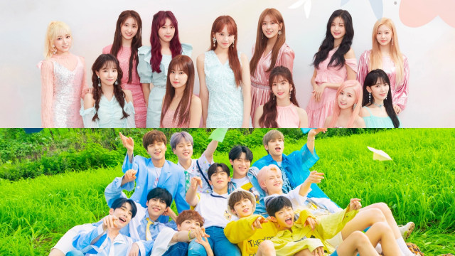 IZ*ONE dan X1. Foto: Twitter/@x1official101, @official_izone