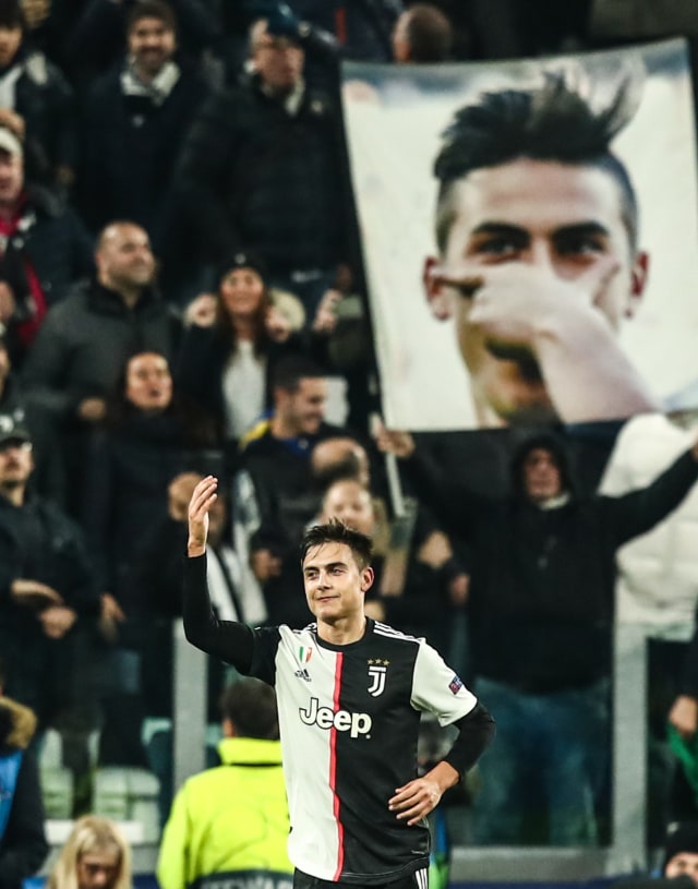 Paulo Dybala merayakan gol ke gawang Atletico Madrid. Foto: AFP/Isabella Bonotto