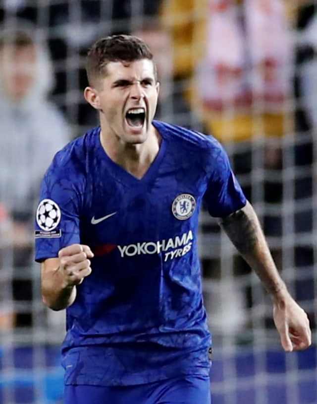 Selebrasi Christian Pulisic usai membobol gawang lawan. Foto: Reuters/Andrew Boyers