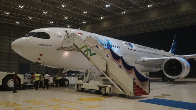 Pesawat Garuda Indonesia Airbus A330-900 Neo. Foto: Iqbal FIrdaus/kumparan