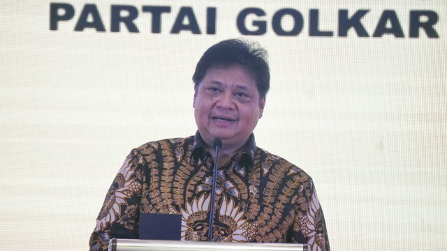 Ketua Umum Partai Golkar Airlangga Hartarto memberi sambutan saat Pembukaan Pendidikan Politik Partai Golkar Tahun 2019 di Merlyn Park Hotel, Jakarta. Foto: Irfan Adi Saputra/kumparan 