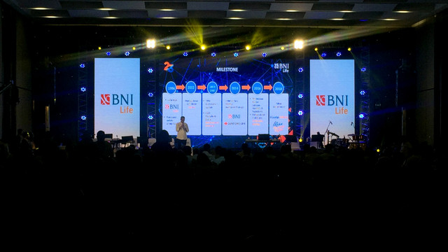 Acara HUT BNI Life ke-23 di Ballroom Menara BNI, Jakarta, Kamis (28/11).
Foto: Nurul Nur Azizah/kumparan