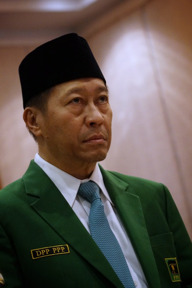 Ketua Umum PPP hasil Muktamar Jakarta, Humphrey Djemat, saat menghadiri acara Mukernas V PPP di Jakarta (30/11/2019). Foto: Jamal Ramadhan/kumparan