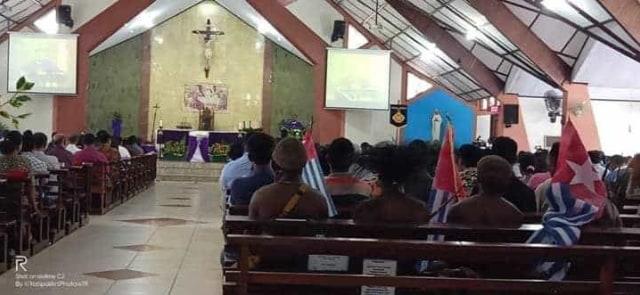 Bintang Kejora dalam sebuah gereja di Abepura. (Dok : Istimewa) 