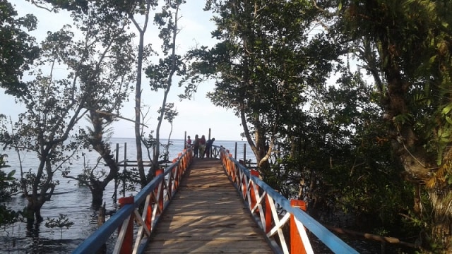 Tempat ini sebelumnya menjadi lokasi menunggu ikan segar yang habis dipancing nelayan Desa Lemo Utara, Kecamatan Ampibabo, Kabupaten Parigi Moutong, Sulawesi Tengah. Setelah perkembangan zaman tempat ini disulap menjadi lokasi Wisata Bakau (Mangrove). Foto: Intan/PaluPoso