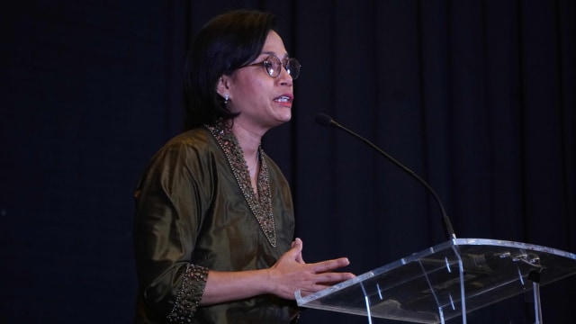 Menteri Keuangan RI Sri Mulyani memberi sambutan pada acara memperingati Hari Anti Korupsi Sedunia (Hakordia) di Gedung Utama KPDJP, Jakarta, Selasa (3/12). Foto: Irfan Adi Saputra/kumparan