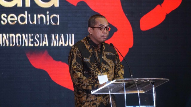Direktur Jenderal Pajak Suryo Utomo memberi sambutan pada acara memperingati Hari Anti Korupsi Sedunia (Hakordia) di Gedung Utama KPDJP, Jakarta. Foto: Irfan Adi Saputra/kumparan