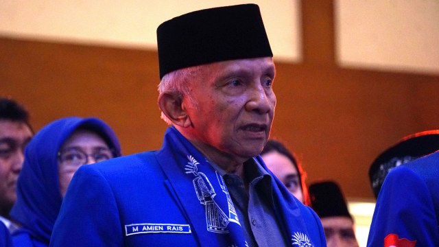 Ketua Dewan Kehormatan PAN Amien Rais saat Rapat Kerja Nasional PAN Tahun 2019 di Millennium Hotel, Jakarta Pusat, Sabtu (7/12).
 Foto: Irfan Adi Saputra/kumparan