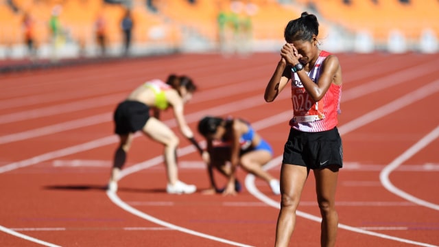 Pelari Indonesia, Odekta Elvina, di SEA Games 2019. Foto: ANTARA FOTO/Nyoman Budhiana/ama.
