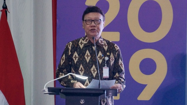 Menteri PAN-RB Tjahjo Kumolo pada peringatan Hari Anti Korupsi Sedunia di Gedung KPK, Jakarta, Senin (9/12).
 Foto: Helmi Afandi/kumparan