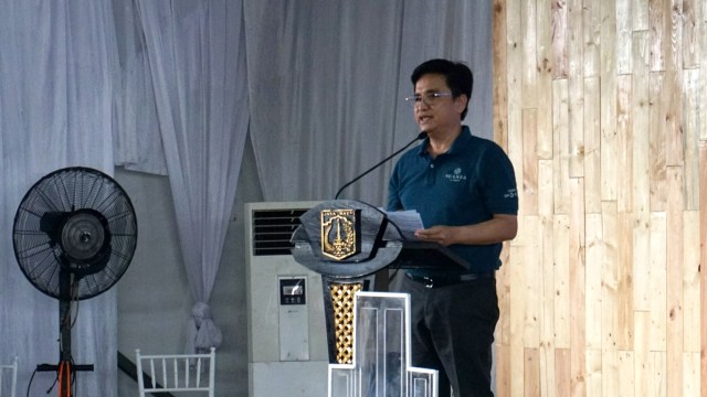 Direktur PD Sarana Jaya, Yoori C. Pinontoan, saat Groundbreaking rumah DP 0 persen, Cilangkap, Jakarta Timur, Kamis (12/12). Foto: Nugroho Sejati/kumparan