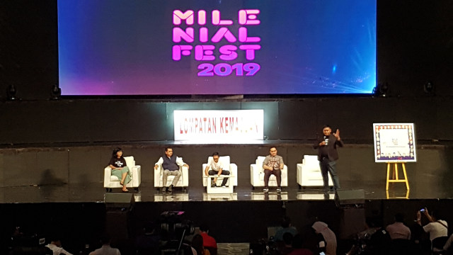 Sejumlah tokoh menghadiri Milenial Fest 2019 di Balai Sarbini, Jakarta, Sabtu (14/12). Foto: Efira Tamara/kumparan