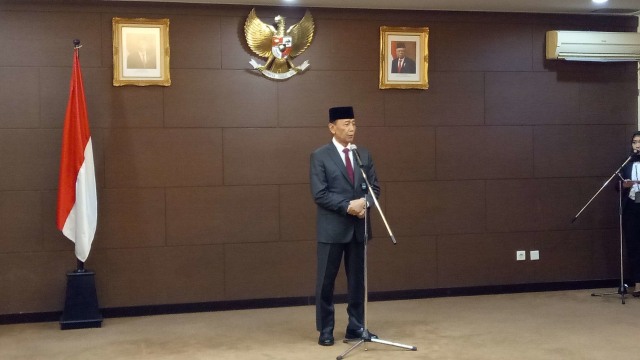 Wiranto memberikan sambutan di acara serah terima jabatan Watimpres, Senin (16/12). Foto: Nadia Riso/kumparan