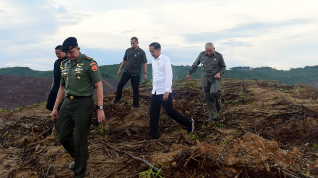 Presiden Joko Widodo saat meninjau lokasi rencana ibu kota baru di Sepaku, Penajam Paser Utara, Kaltim. Foto: Dok. Biro Pers Sekretariat Presiden