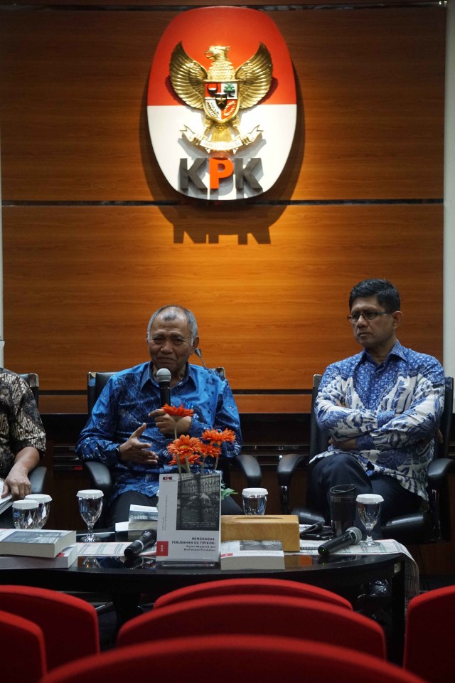 Ketua KPK Agus Rahardjo saat Konfrensi pres menggagas perubahan UU pemberantasan tindak pidana korupsi di Gedung KPK, Jakarta. Foto: Irfan Adi Saputra/kumparan