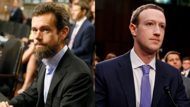 CEO Twitter Jack Dorsey dan CEO Facebook Mark Zuckerberg. Foto: Reuters