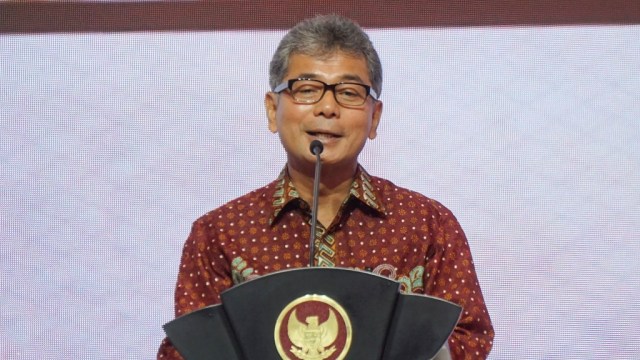 Dirut BRI, Sunarso, pada peresmian gelaran UMKM Export Brilian Preneur di JCC Senayan, Jakarta, Jumat (20/12).  Foto: Fanny Kusumawardhani/kumparan