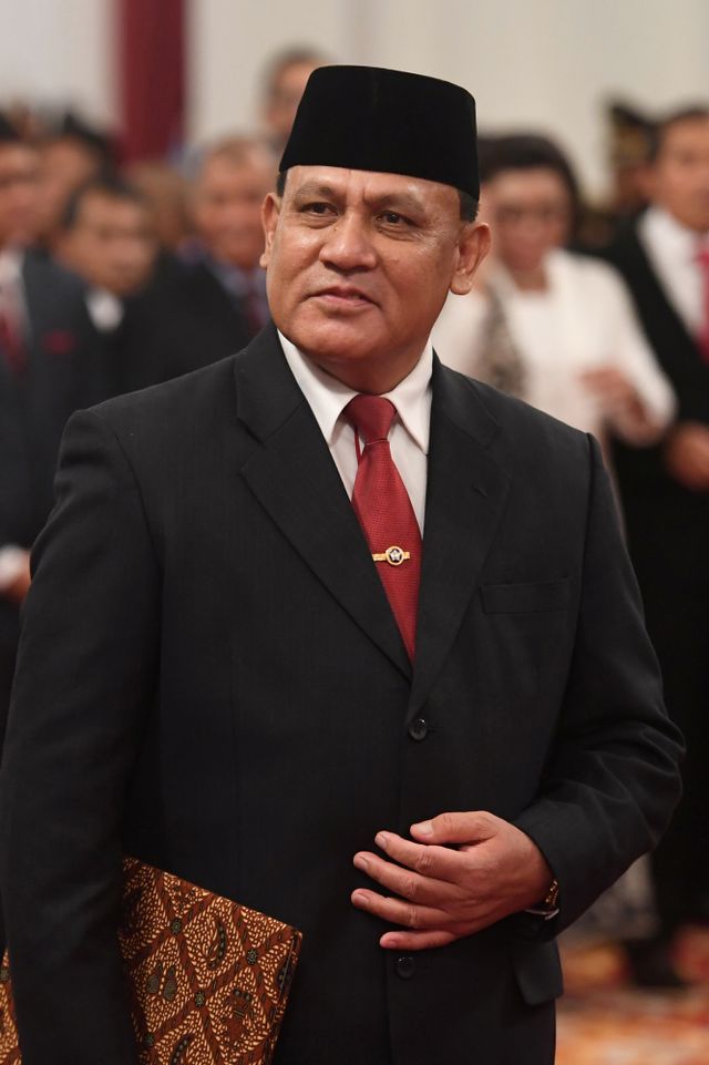 Ketua KPK Firli Bahuri mengikuti upacara pelantikan Pimpinan dan Dewan Pengawas KPK di Istana Negara, Jakarta.  Foto: ANTARA FOTO/Akbar Nugroho Gumay