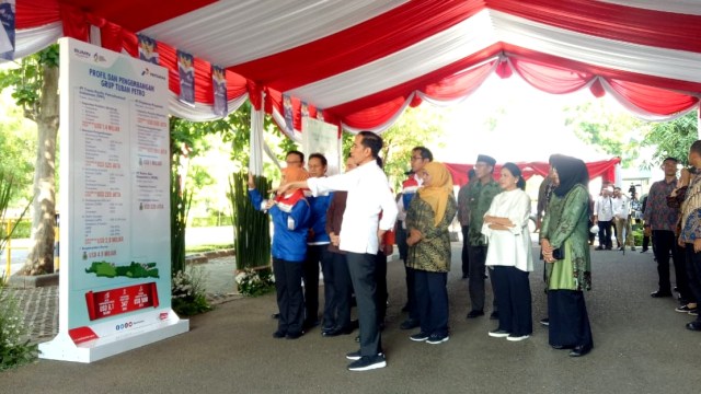 Presiden Joko Widodo saat meninjau kilang PT Trans Pacific Petrochemical Indotama (TPPI) yang terletak di Kecamatan Jenu, Tuban, Jawa Timur, Sabtu (21/12). Foto: Fahrian Saleh/kumparan