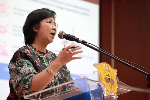 Deputi Gubernur Senior BI Destry Damayanti di acara Implementasi sistem informasi monitoring devisa terintegrasi seketika. Foto: Nicha Muslimawati/kumparan